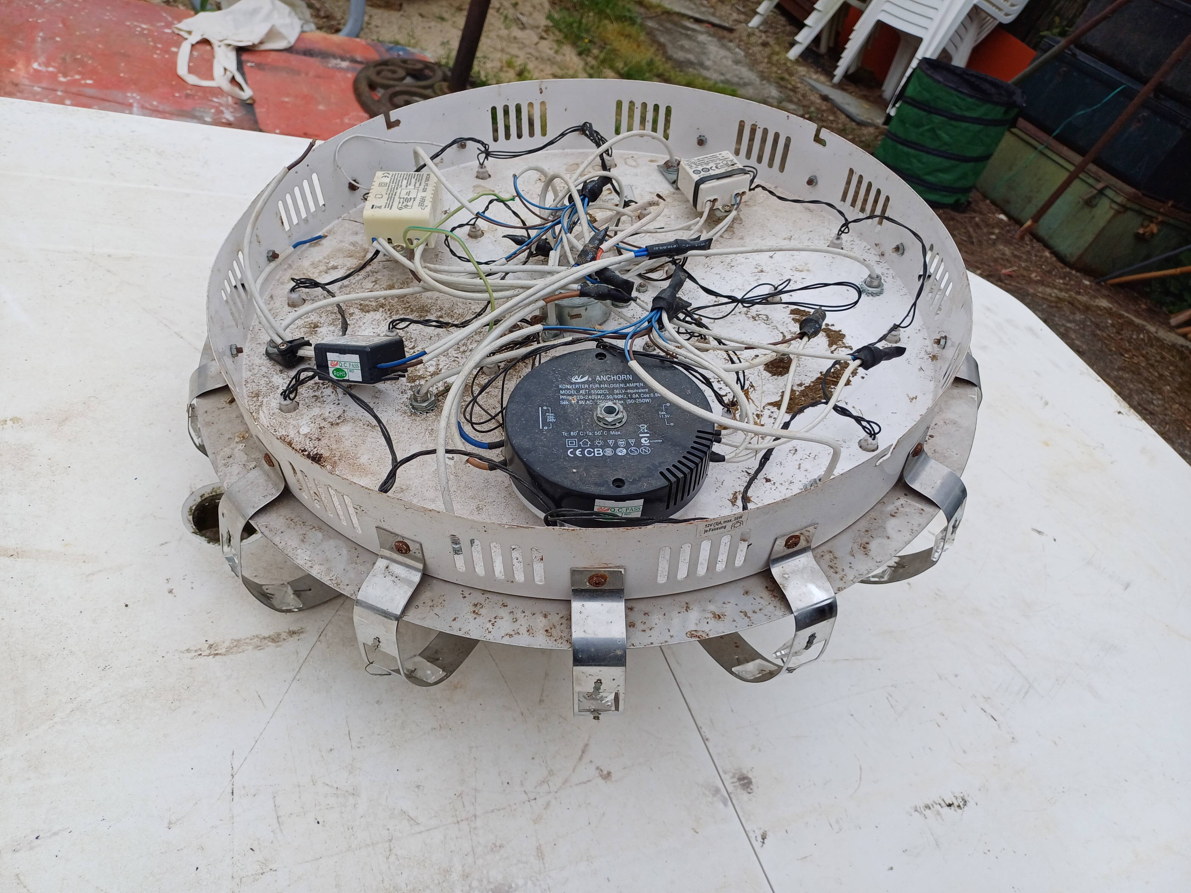 Suspension vintage aluminium + verre