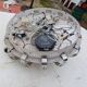 Vintage Aluminum + glass pendant light