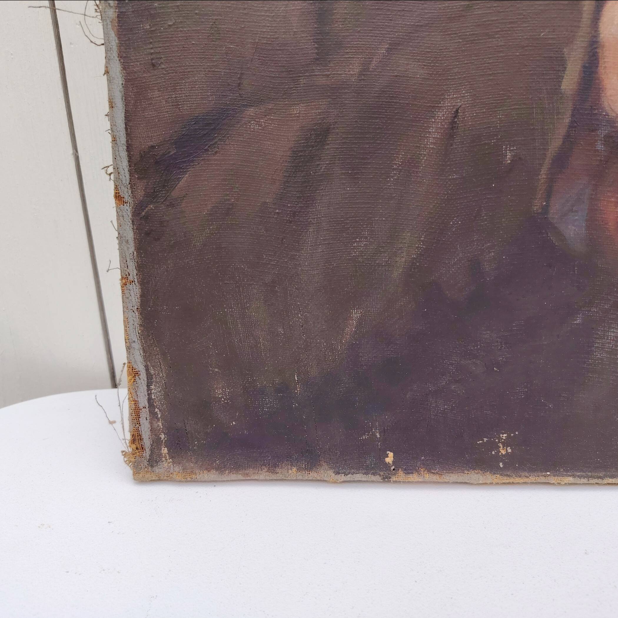 Portrait of grandfather, oil on canvas, L. Lambert, vintage