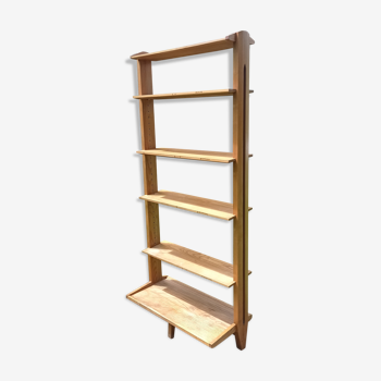 Vintage solid oak library shelf with 6 removable shelves
