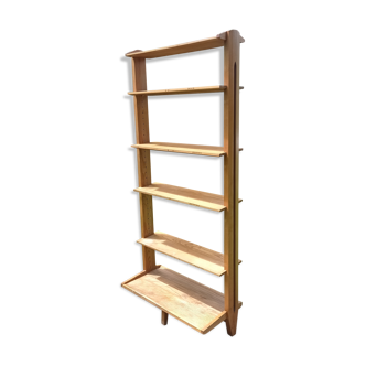 Vintage solid oak library shelf with 6 removable shelves