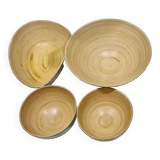 Set of 4 hand-painted bamboo salad bowls