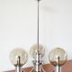 Three-branched chandelier, in chrome and smoked glass globes, Design, 1970