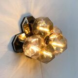 Vintage German wall or ceiling lamp from the space age in chrome and glass by Motoko Ishii for Staff, 1970s.