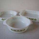 Set of 3 old Anchor Hocking USA dishes floral decor kitchen party table