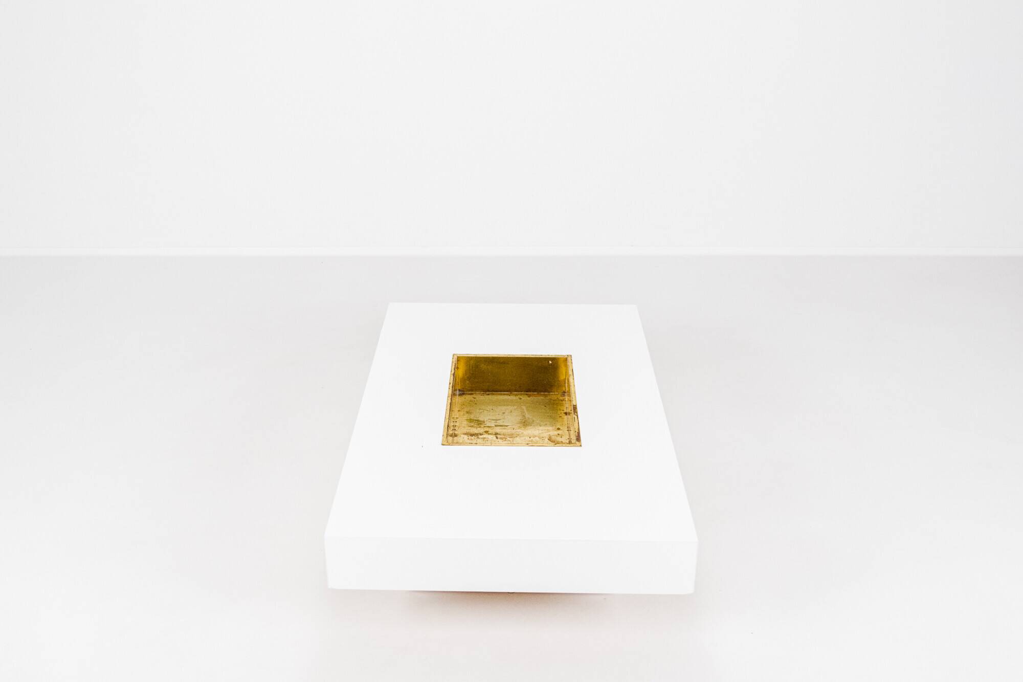 Coffee table with integrated brass bar by Willy Rizzo, Italy, 1970s