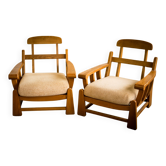 Armchairs in elm published by Maison Regain 1980