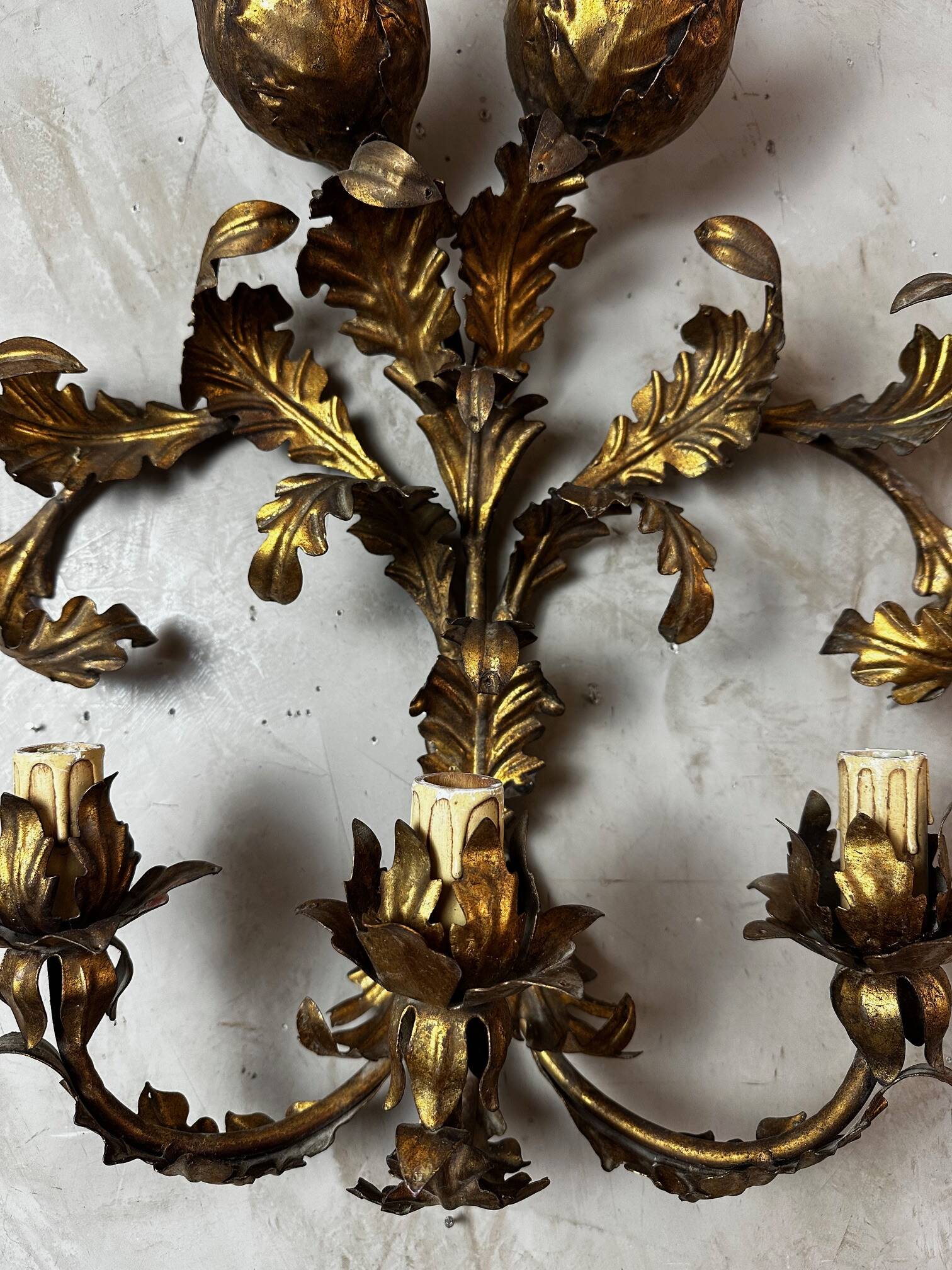 Pair of brass wall lights