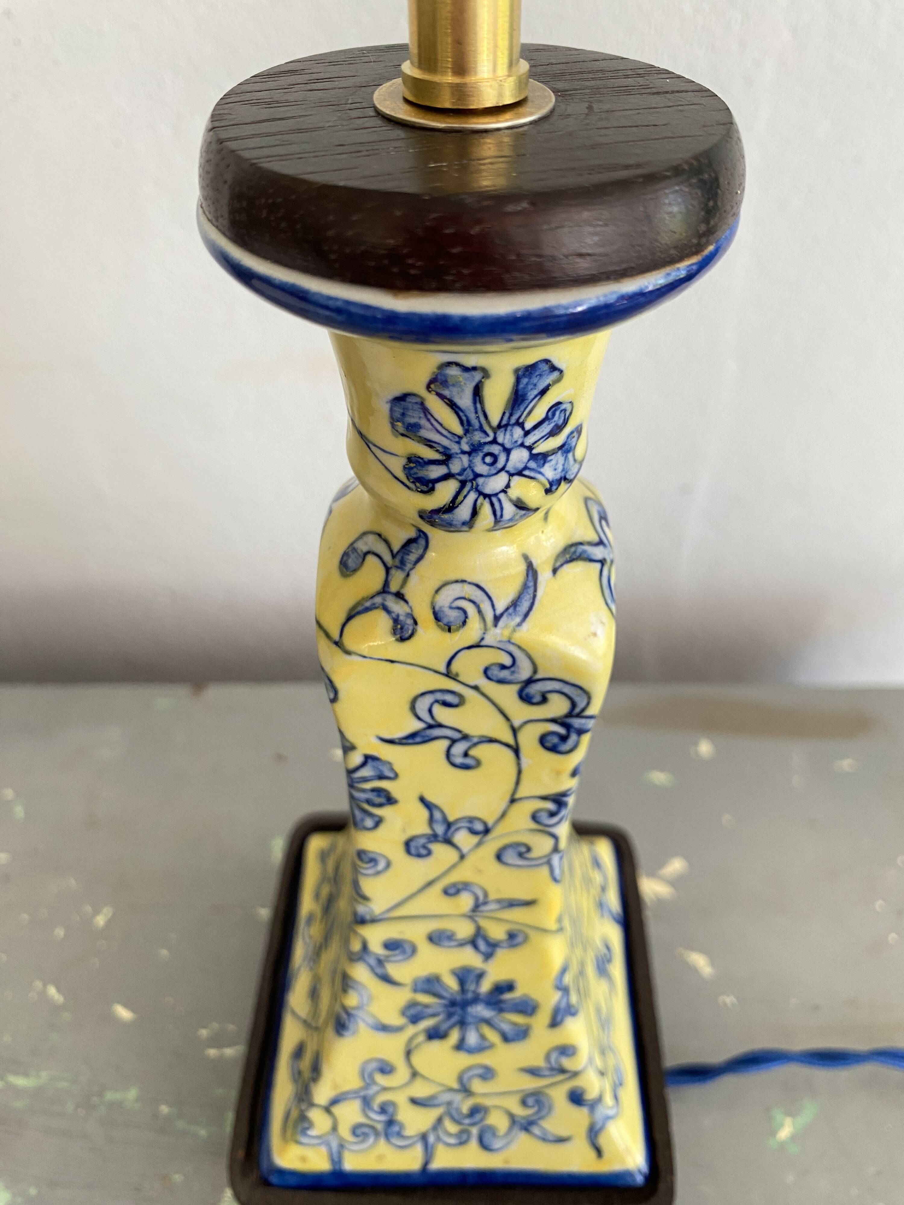Ceramic lamp, 2 m fabric cable, cotton shade