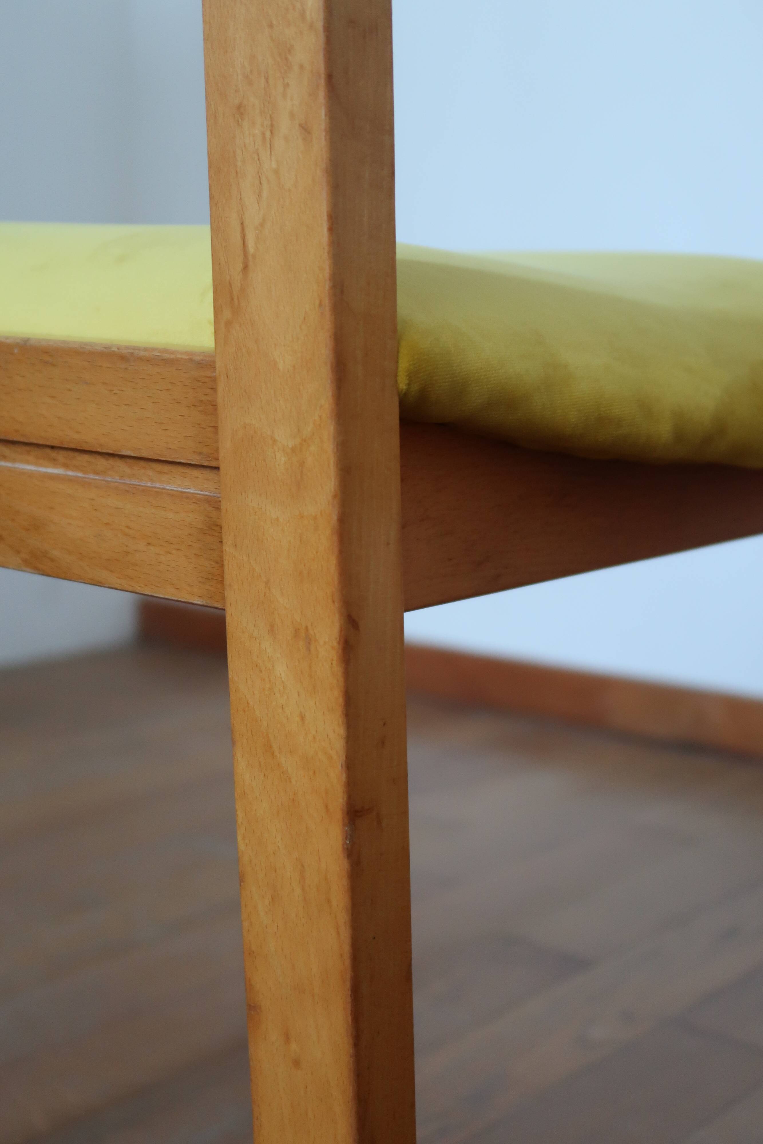 6 chaises velours jaune