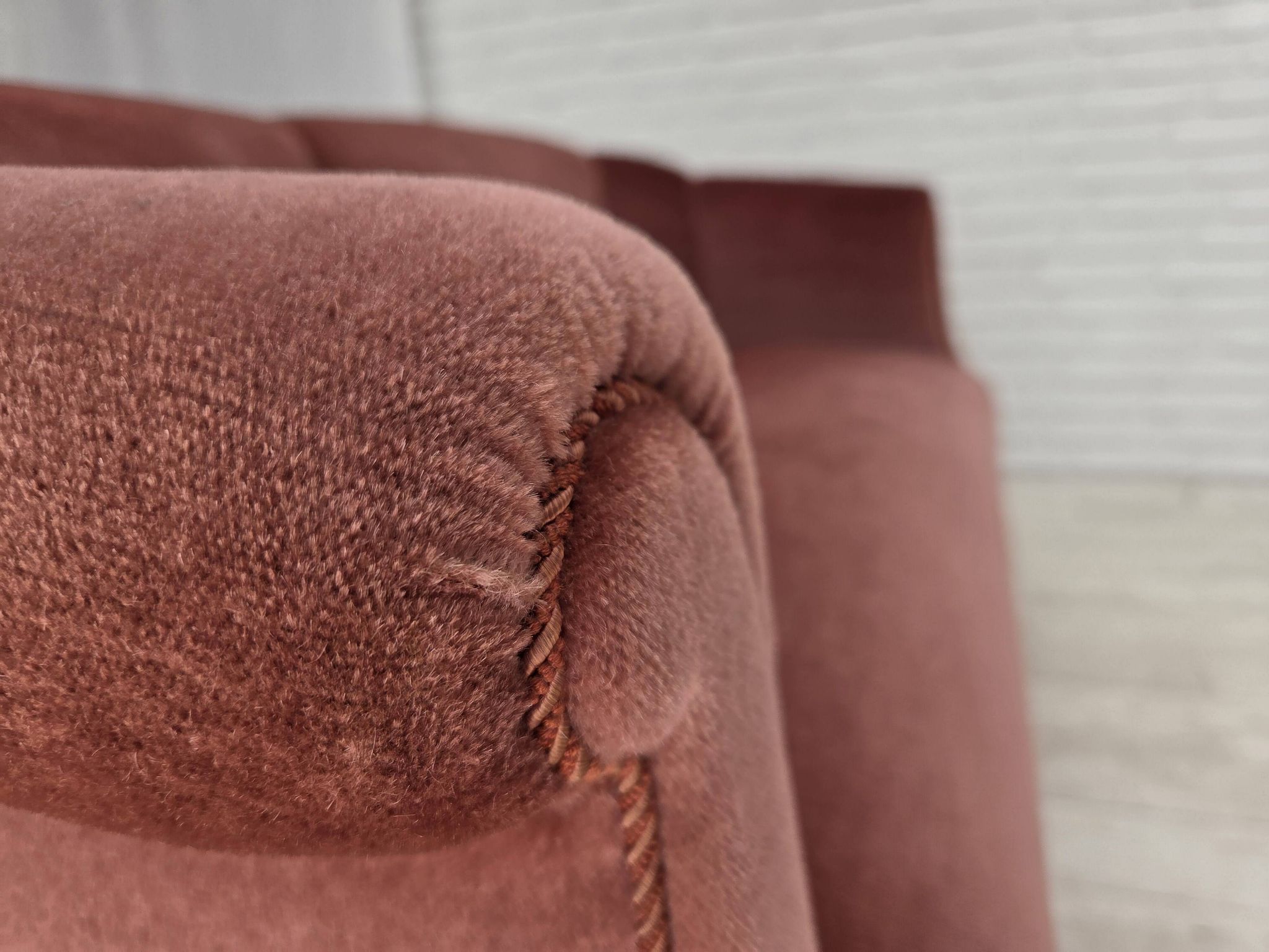 1960s, Danish 2-seater sofa, original pink furniture velour.