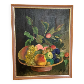 Still life painting oil on canvas signed