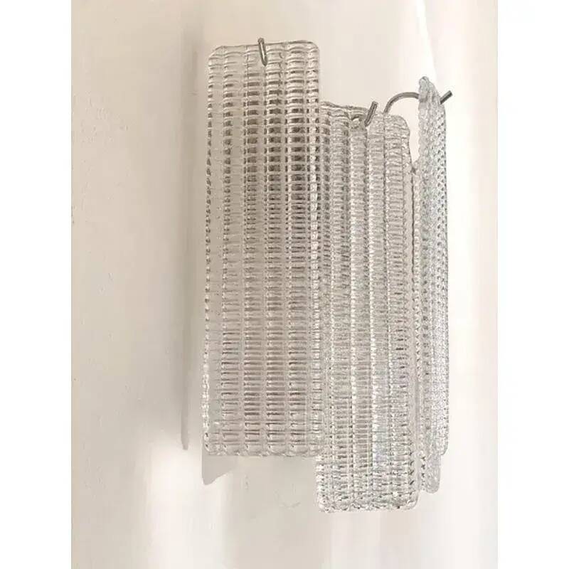 Simoeng “Listelli” Murano Glass Wall Sconce with Diamond Strips - Set 4