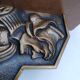 Pair of Breton couple bookends in bronze and wood.