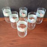 6 verres à eau luminarc modèle Bahamas motif Palluy vintage