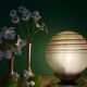 Vintage yellow and gold glass globe table lamp