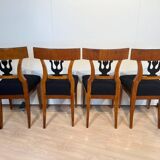 German Biedermeier Chairs in Cherry Veneer, 1830, Set of 4