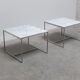 Pair of Carrara marble & chrome coffee or side tables, 1970s
