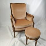Louis XVI style armchair and pouf