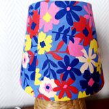 Pair of custom-made wicker lamps and shades from the 1970s
