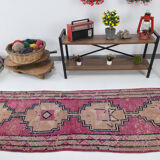 3x10 pastel pink & blue vintage rug