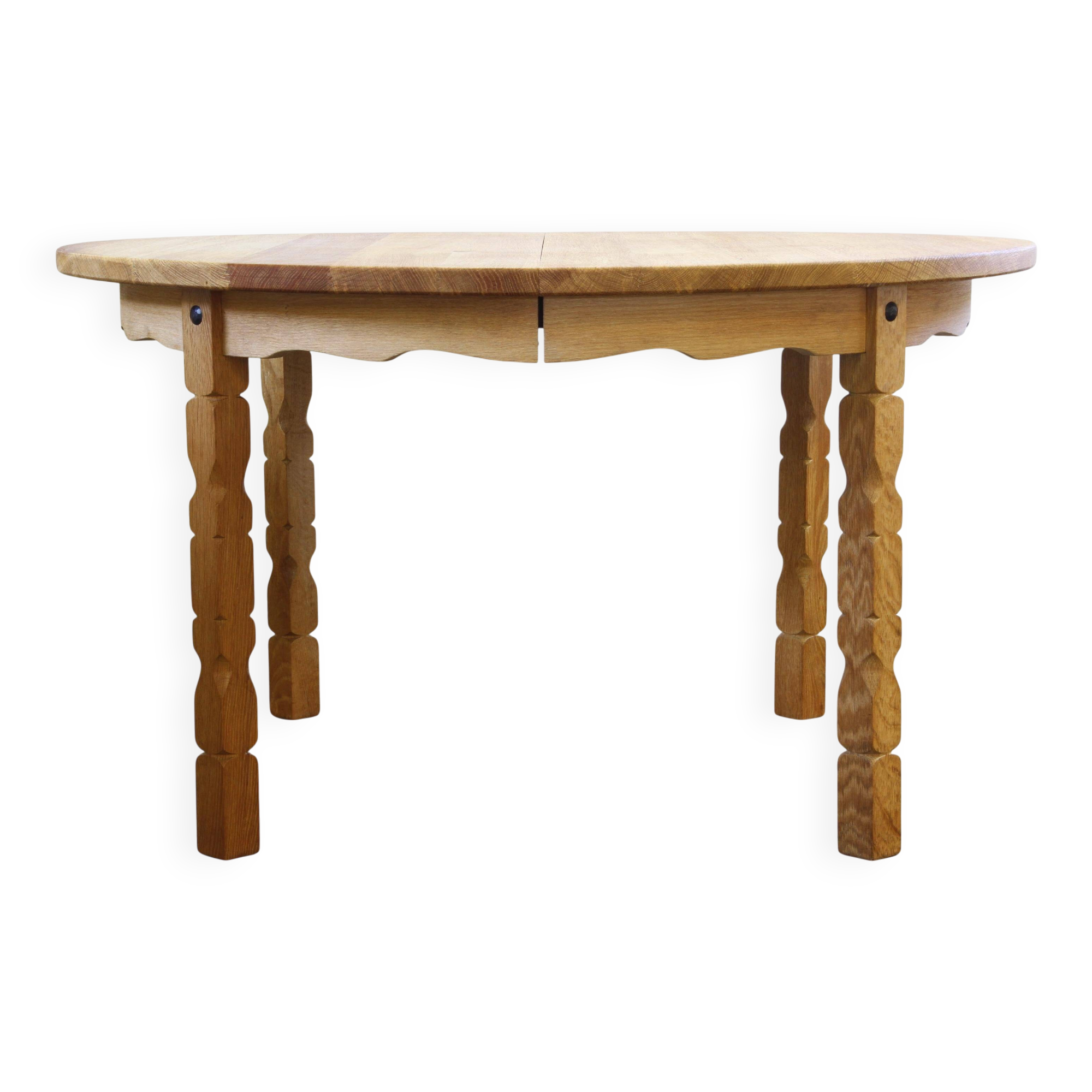 1960s vintage brutalist Danish extending oak dining table style Henning Kjærnulf
