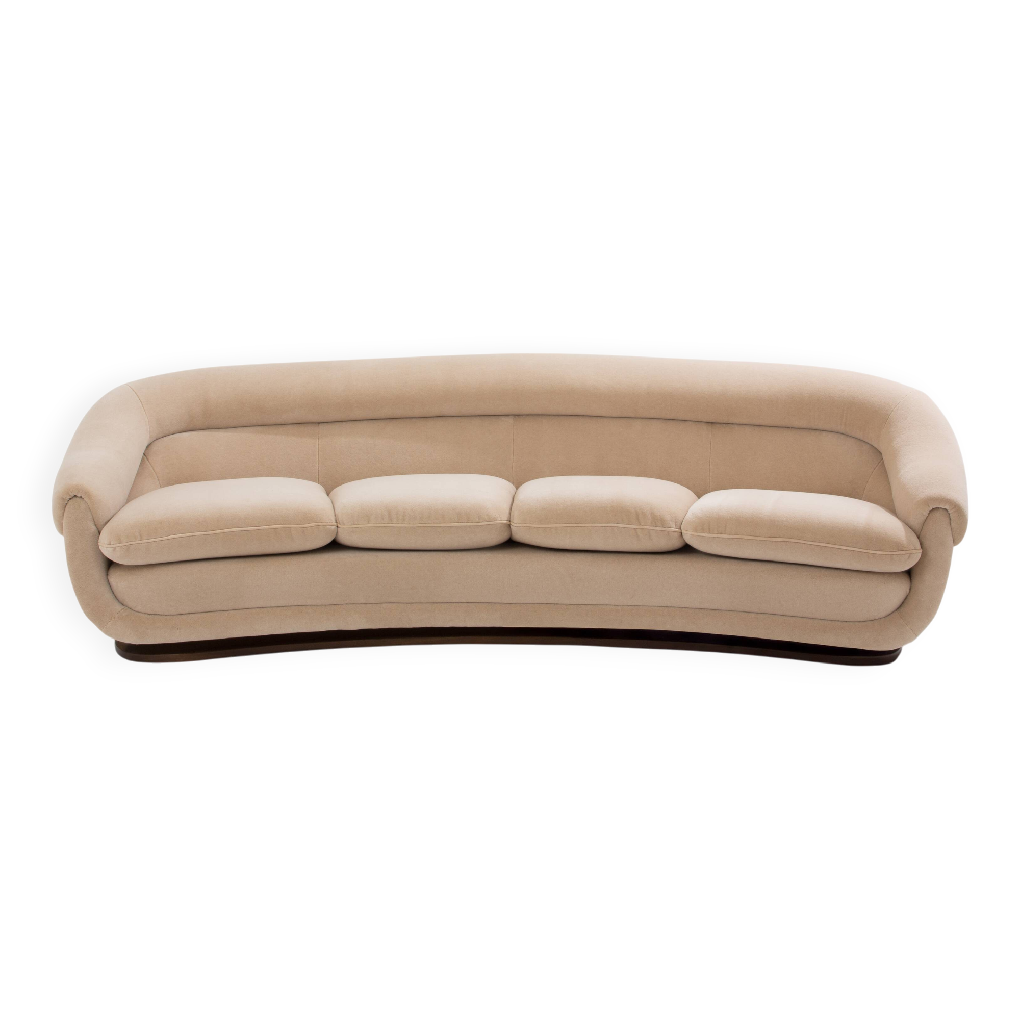 Walnut and mohair velvet sofa by Isa Bergamo, 1940s