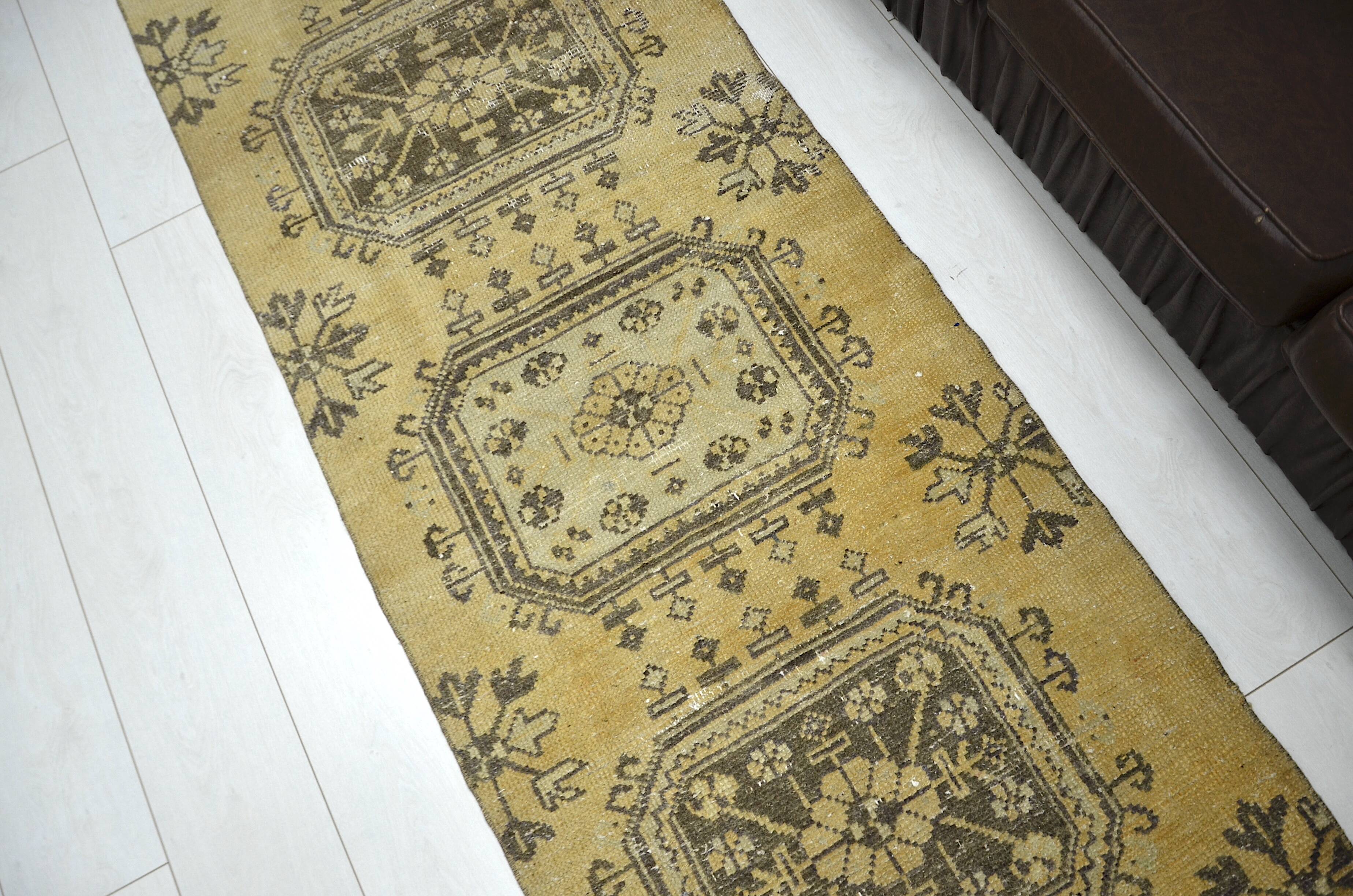 Yellowish & Brown Oushak Runner sku 2255.