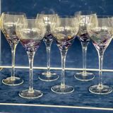 Ensemble de 6 verres à vin en cristal peint à la main - Design vitrail artisanal unique