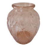 Molded pink glass vase – Art Deco style 1930s