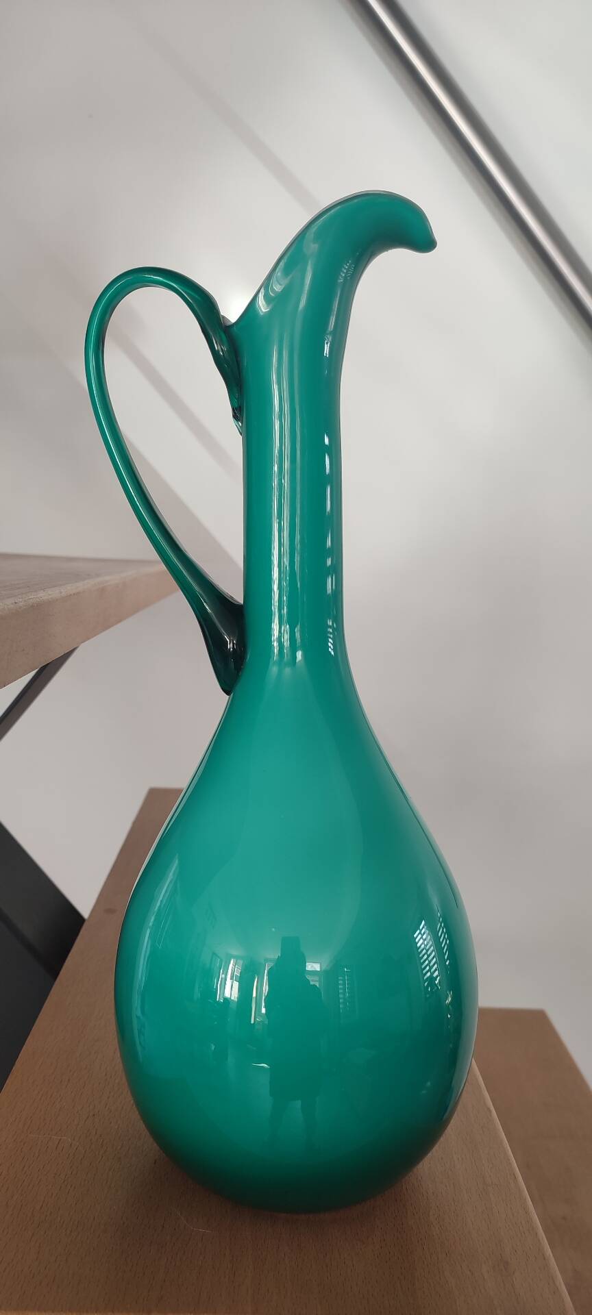 Vintage double glass vase-jug from Empoli (38 cm)