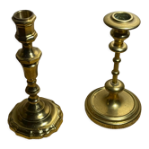 Duo of brass candle holders