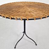 Side table in rattan and wrought iron, France, 1970s