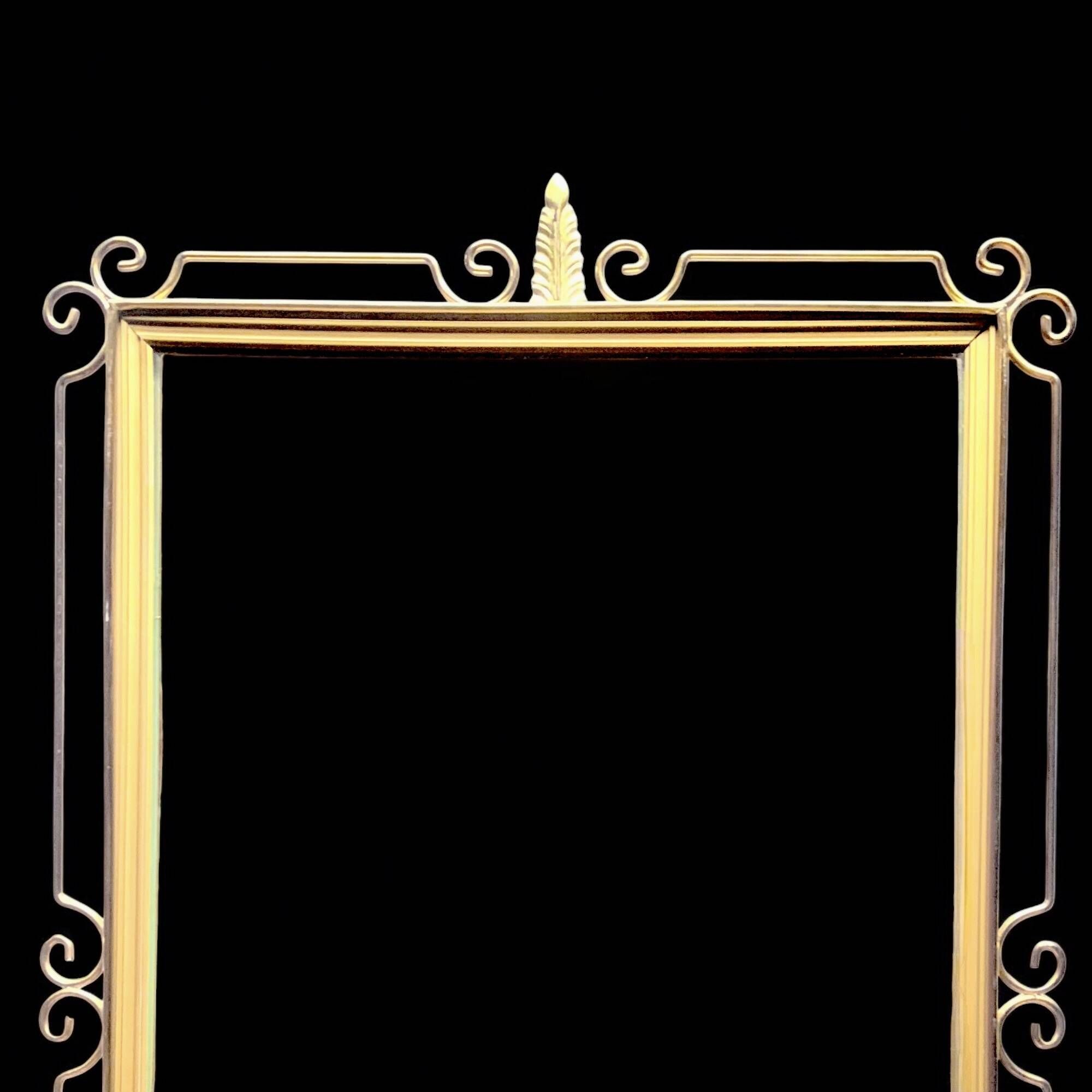 Hollywood Regency Gold Brass Wall Mirror - 70 x 46 cm