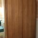 Vintage oak wardrobe with mirror with two sliding doors, France 1960s
