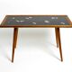 Beautiful long Mid Century walnut wood coffee table with a mosaic surface