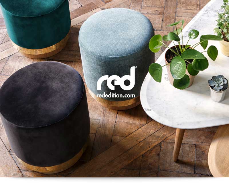 Stool velours gris Red Edition
