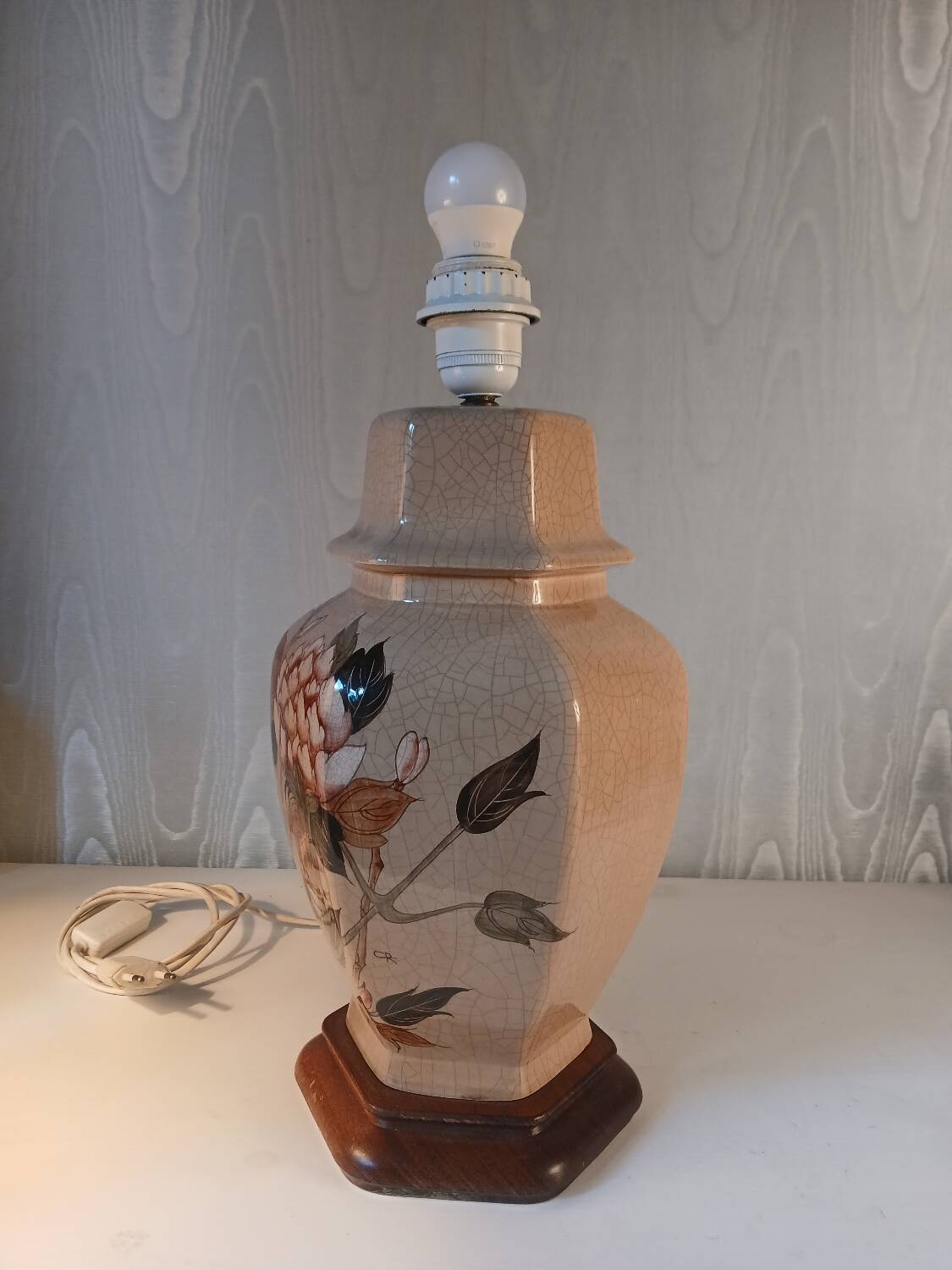 Hand-painted ceramic lamp – 1950s-60s – height 32 cm