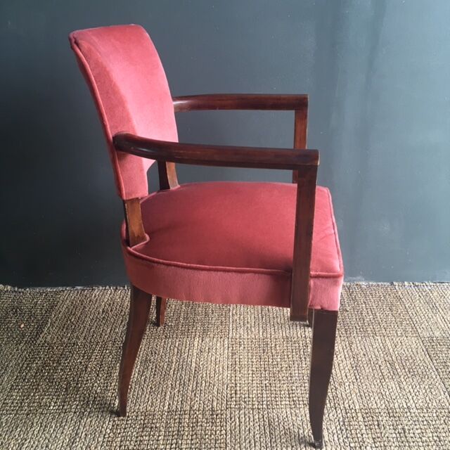Fauteuil velours rose poudré