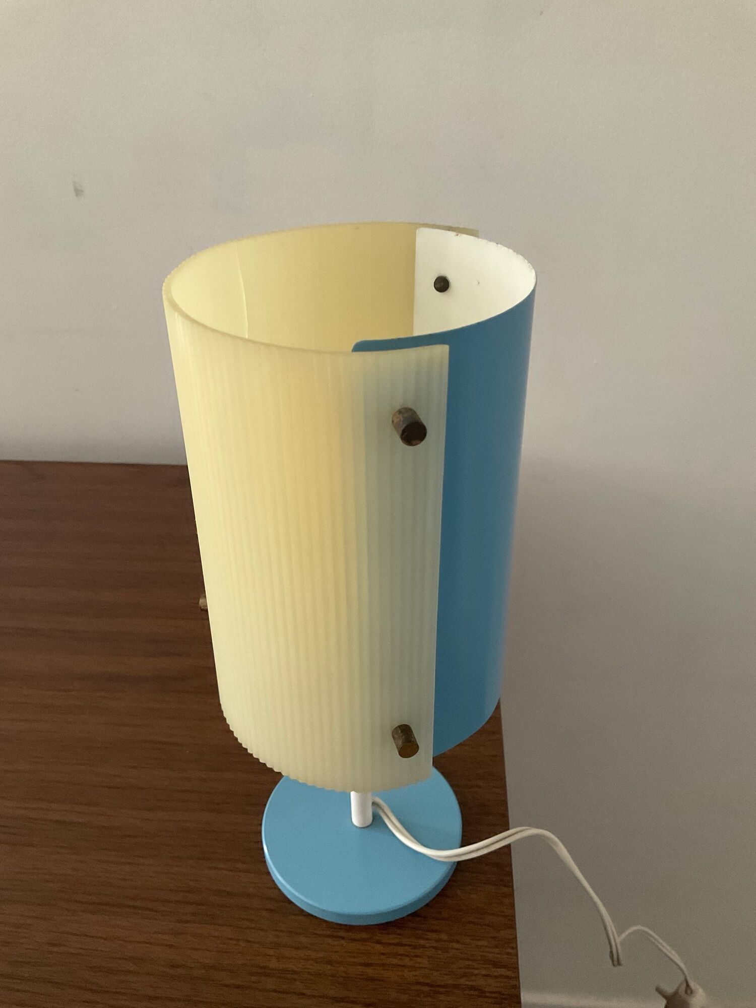 Vintage lamp 50s-60s metal sky blue and plexiglass