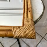 Miroir bambou en rotin années 60-70