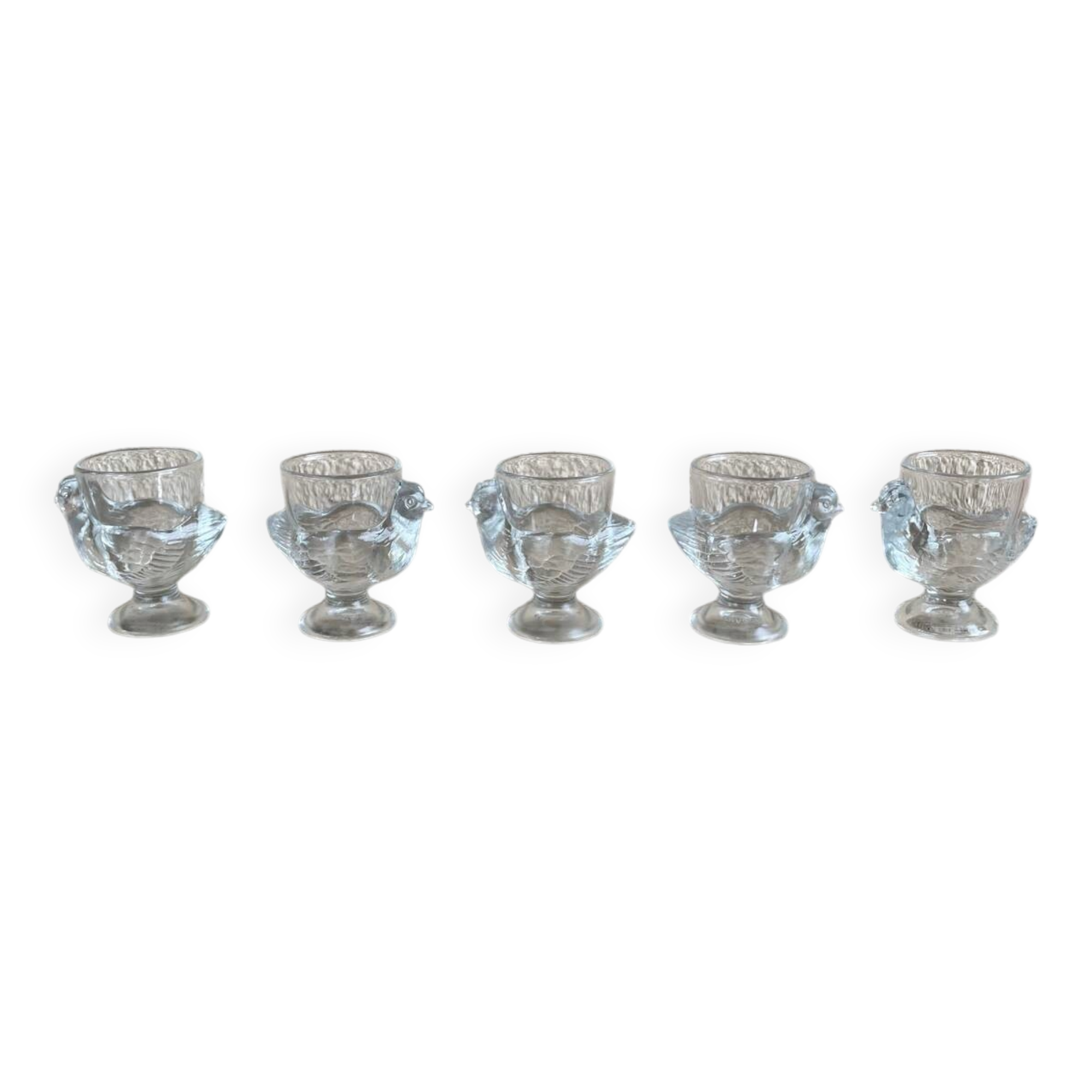 5 chicken-shaped egg cups