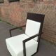 Old armchair white leather art deco design André sornay