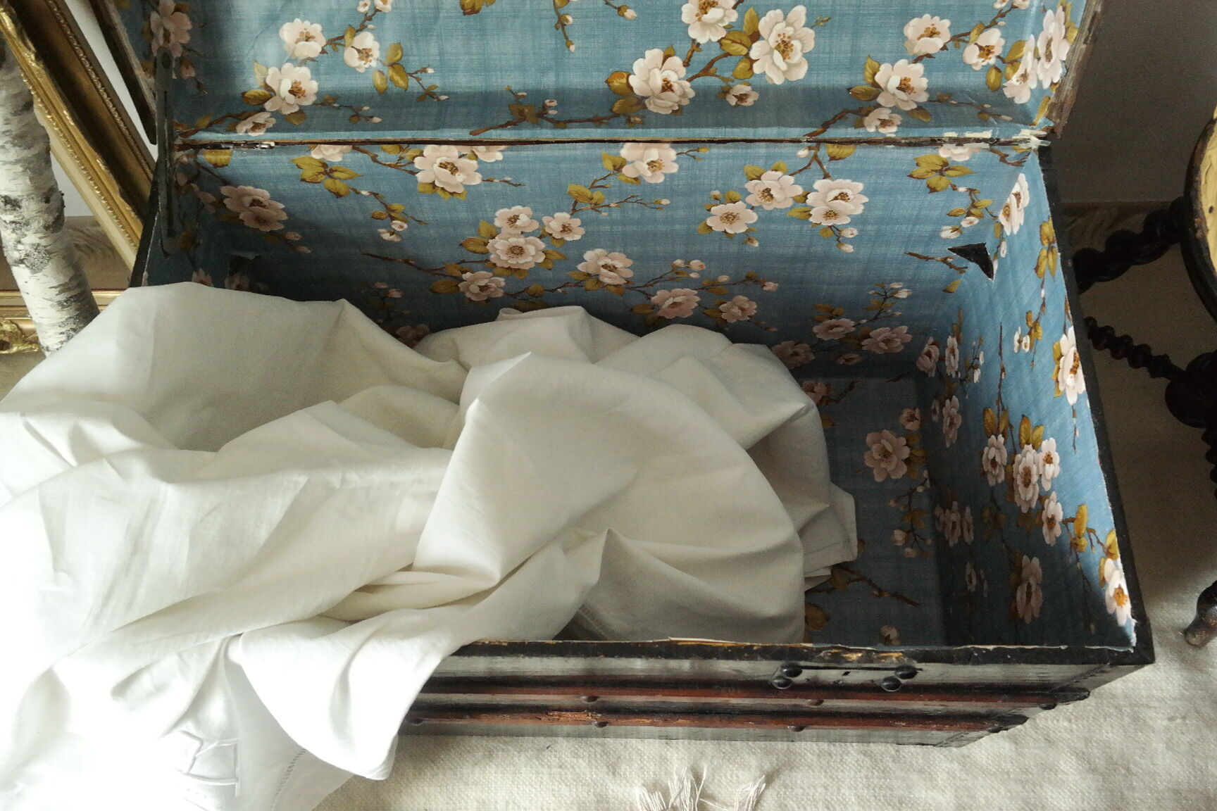 Domed travel trunk old wood