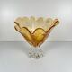 Amber glass bowl in Murano style, 1970, MF Cristal de Paris