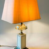 Hollywood Regency table lamp with crystal fruit with brass details, 1970s