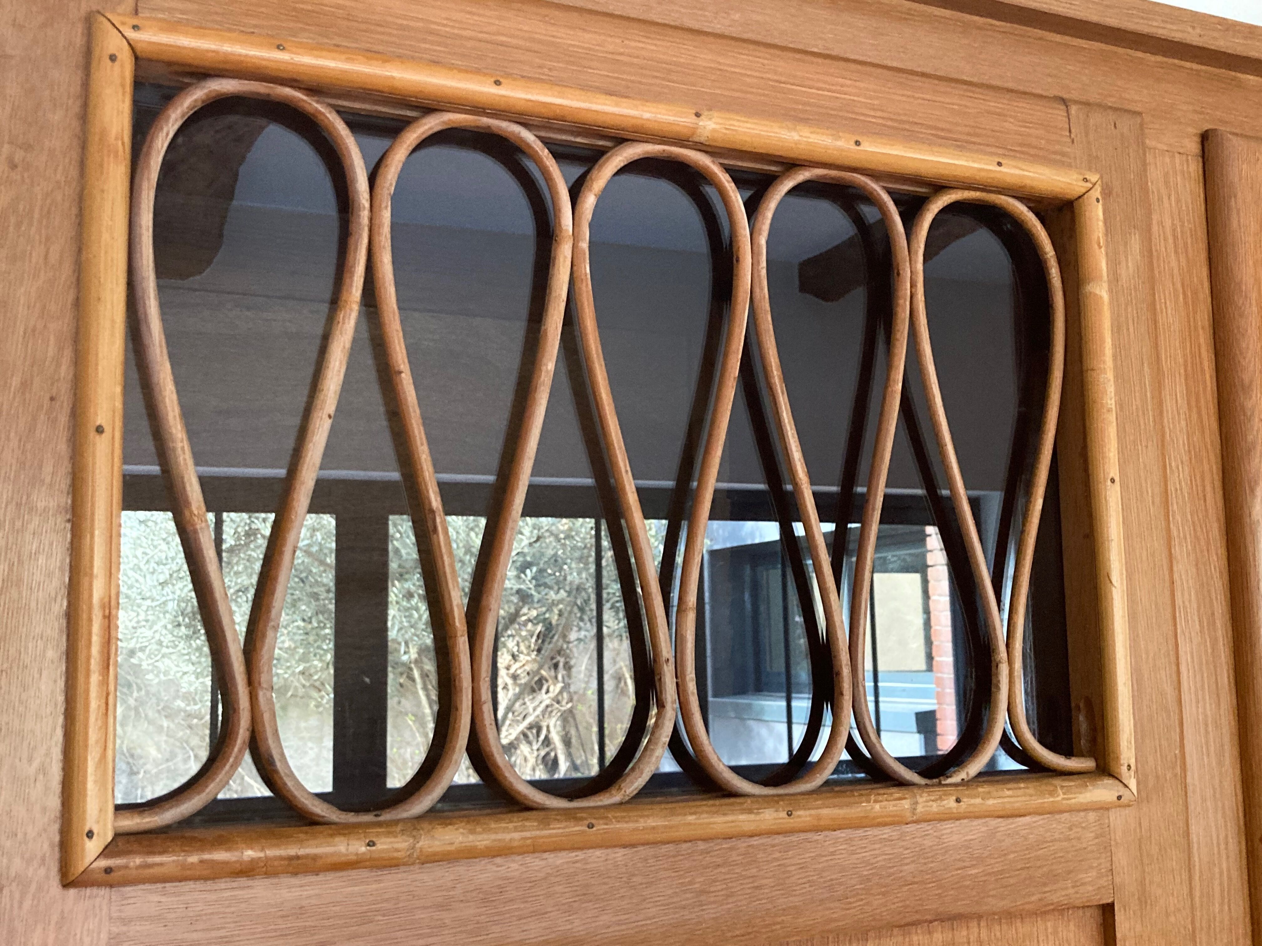 Wood and rattan cabinet 1950