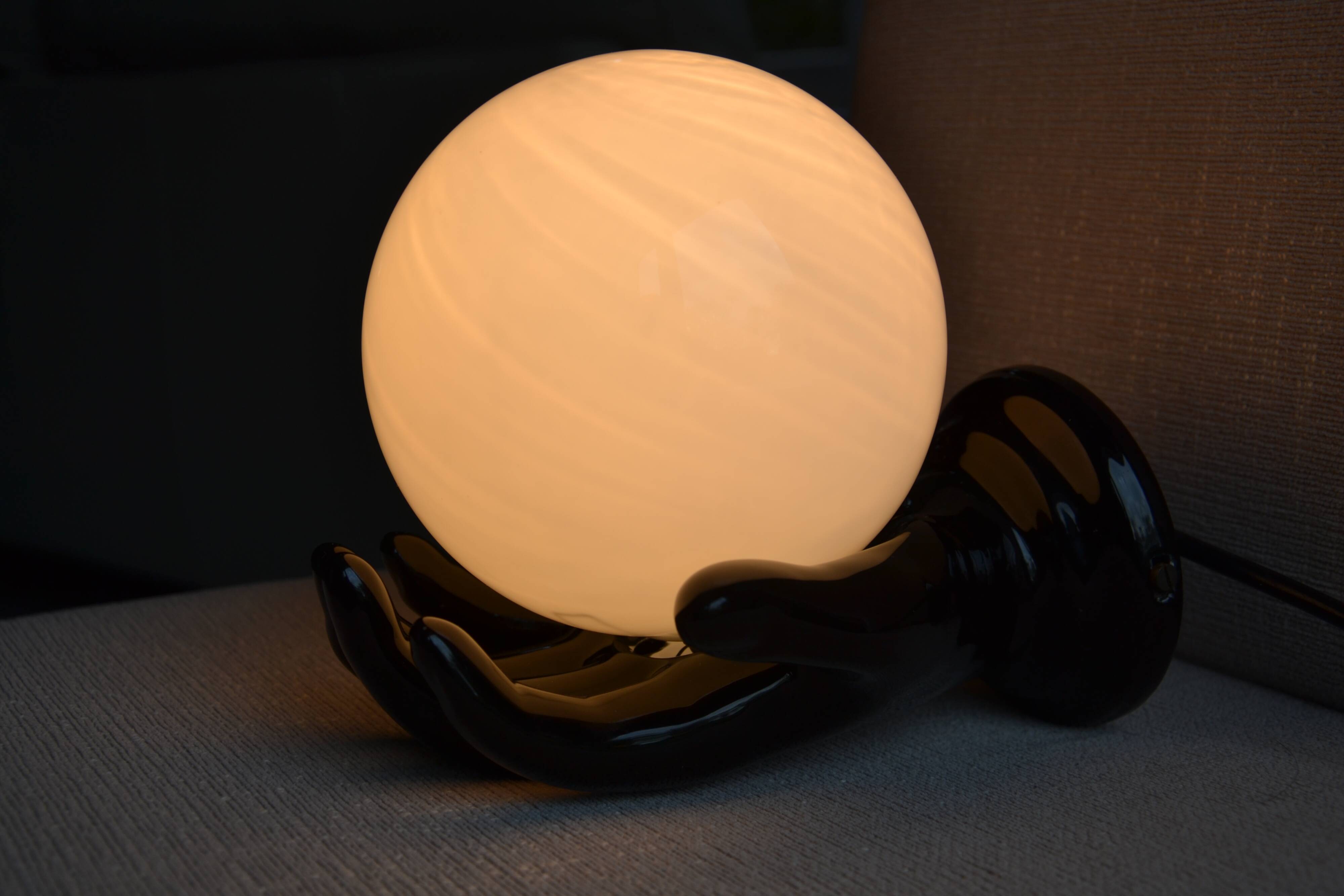 Vintage black opaline globe wall lamp