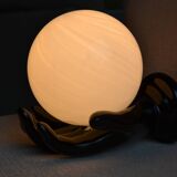 Vintage black opaline globe wall lamp