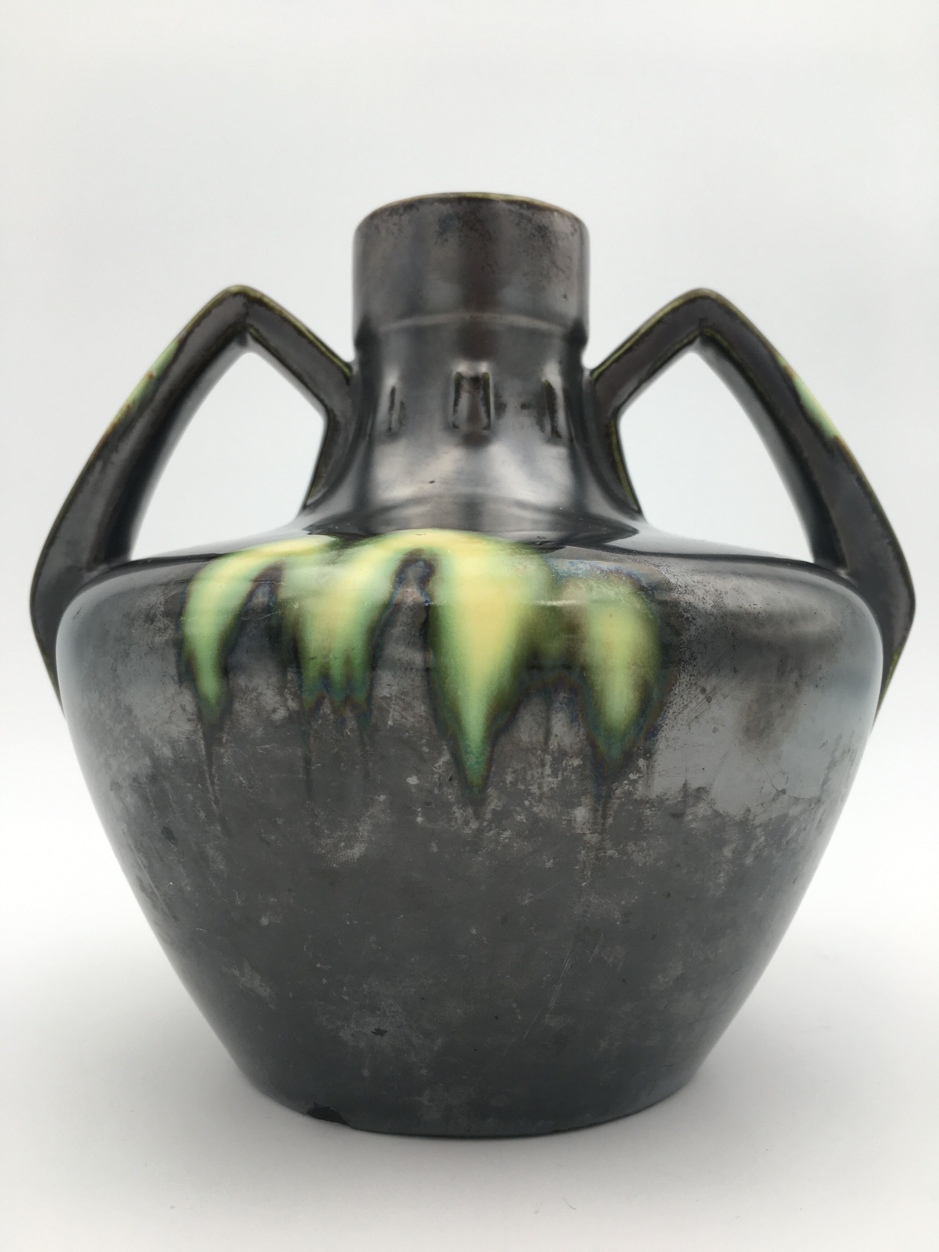 Art Deco vase in glazed ceramics, by Gustave De Bruyn, numbered - 1920s-1930s